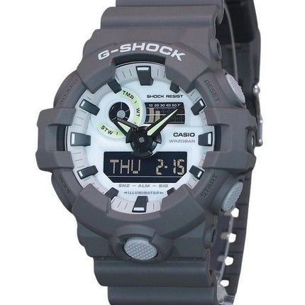 Casio G-Shock Hidden Glow Series Analog-Digital-Harzarmband graues Zifferblatt Quarz GA-700HD-8A 200M Herrenuhr