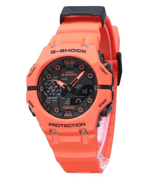 Casio G-Shock Analog-Digital-Smartphone-Link Biobasiertes orangefarbenes Harzarmband graues Zifferblatt Quarz GA-B001FL-4A 200M