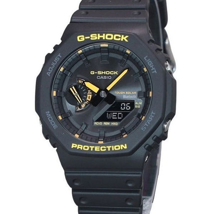 Casio G-Shock Caution Yellow Mobile Link Analog Digital Harzarmband Schwarzes Zifferblatt Solar GA-B2100CY-1A 200M Herrenuhr