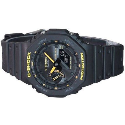 Casio G-Shock Caution Yellow Mobile Link Analog Digital Harzarmband Schwarzes Zifferblatt Solar GA-B2100CY-1A 200M Herrenuhr