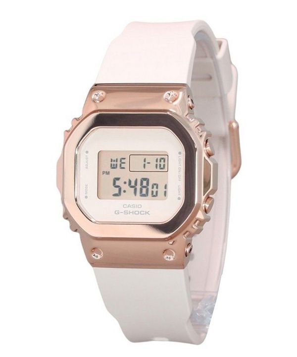 Casio G-Shock Digital Roségold ionenplattierte Lünette Harzarmband Quarz GM-S5600UPG-4 200M Damenuhr