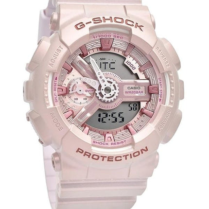 Casio G-Shock Analog-Digital-Quarzuhr aus biobasiertem Harz mit rosa Zifferblatt GMA-S110ST-4A 200M für Damen