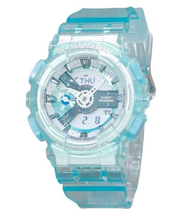 Casio G-Shock Analog Digital Virtual Worlds durchscheinendes hellblaues mehrfarbiges Zifferblatt Quarz GMA-S110VW-2A 200M Damenu