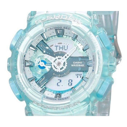 Casio G-Shock Analog Digital Virtual Worlds durchscheinendes hellblaues mehrfarbiges Zifferblatt Quarz GMA-S110VW-2A 200M Damenu