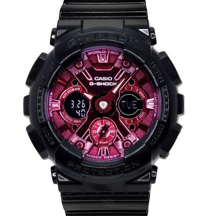 Casio G-Shock Analog-Digital-Harzarmband mit burgunderrotem Zifferblatt und Quarz GMA-S120RB-1A 200M Damenuhr