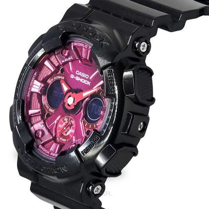 Casio G-Shock Analog-Digital-Harzarmband mit burgunderrotem Zifferblatt und Quarz GMA-S120RB-1A 200M Damenuhr