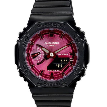 Casio G-Shock Analog-Digital-Harzarmband mit burgunderrotem Zifferblatt und Quarz GMA-S2100RB-1A 200M Damenuhr