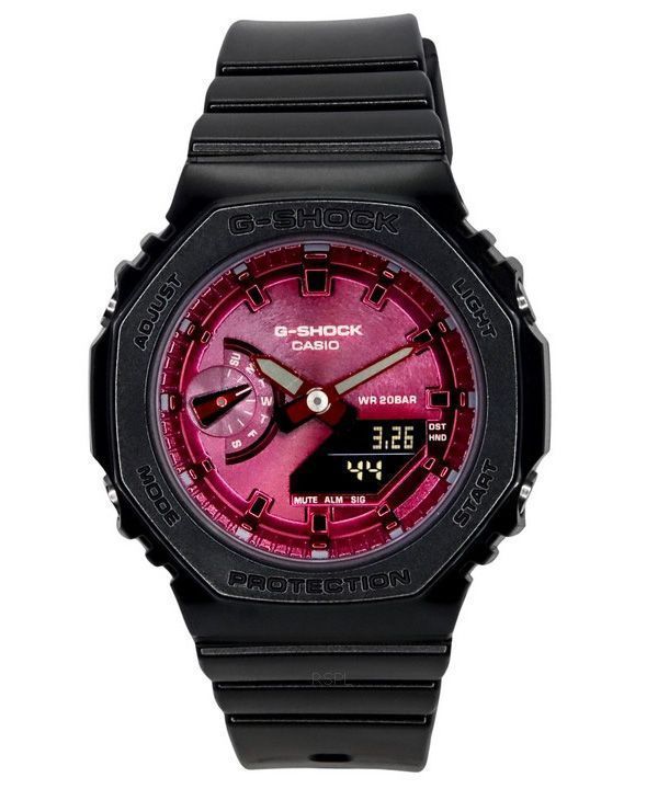 Casio G-Shock Analog-Digital-Harzarmband mit burgunderrotem Zifferblatt und Quarz GMA-S2100RB-1A 200M Damenuhr