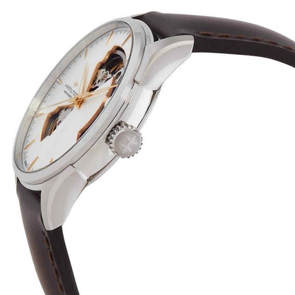 Hamilton Jazzmaster Lederarmband Silber Open Heart Zifferblatt Automatik H32675551 Herrenuhr