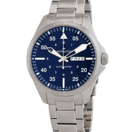 Hamilton Khaki Aviation Pilot Edelstahl blaues Zifferblatt Automatik H64635140 100M Herrenuhr