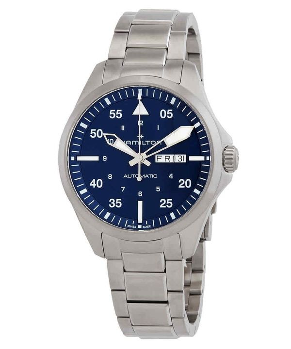 Hamilton Khaki Aviation Pilot Edelstahl blaues Zifferblatt Automatik H64635140 100M Herrenuhr