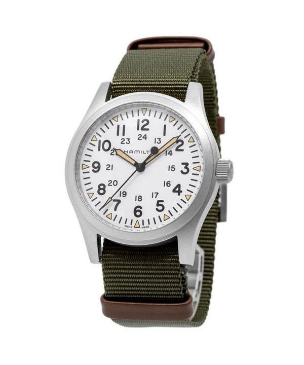 Hamilton Khaki Field, Nylonarmband, weißes Zifferblatt, mechanisch, H69529913, Herrenuhr