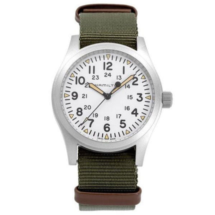 Hamilton Khaki Field, Nylonarmband, weißes Zifferblatt, mechanisch, H69529913, Herrenuhr