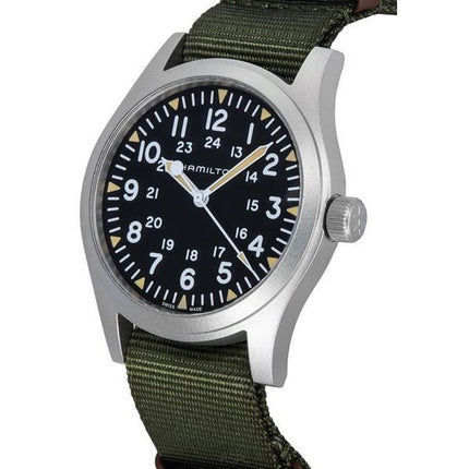 Hamilton Khaki Field, Nylonarmband, schwarzes Zifferblatt, mechanisch, H69529933, Herrenuhr