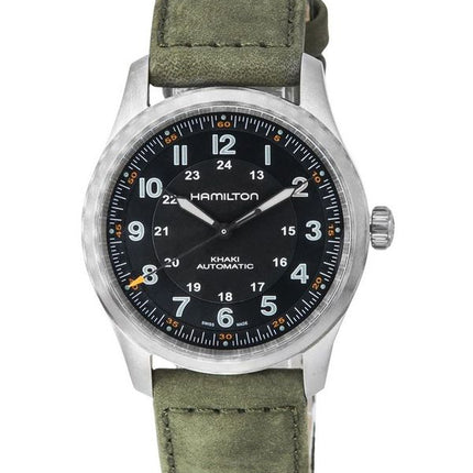 Hamilton Khaki Field Herrenuhr, Titan, schwarzes Zifferblatt, automatisch, H70205830, 100 m