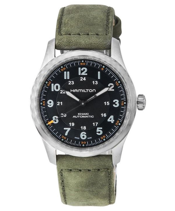 Hamilton Khaki Field Herrenuhr, Titan, schwarzes Zifferblatt, automatisch, H70205830, 100 m