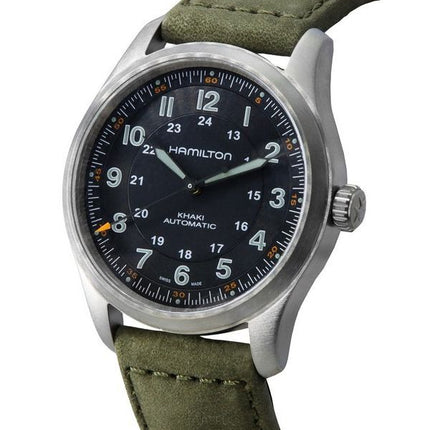 Hamilton Khaki Field Herrenuhr, Titan, schwarzes Zifferblatt, automatisch, H70205830, 100 m