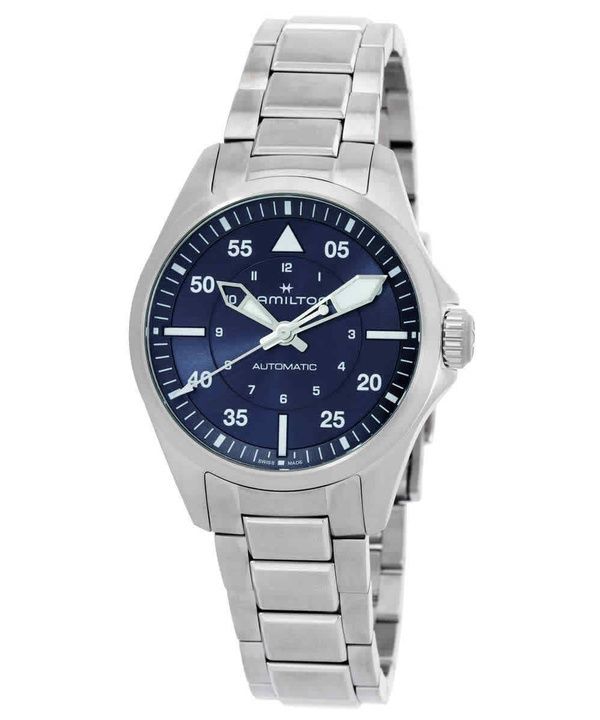 Hamilton Khaki Aviation Pilot Edelstahl blaues Zifferblatt Automatik H76215140 100M Herrenuhr