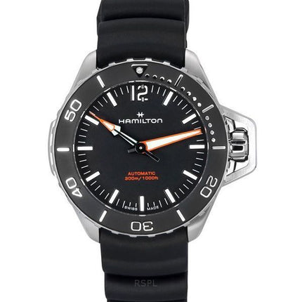 Hamilton Khaki Navy Frogman Kautschukarmband schwarzes Zifferblatt automatische Taucheruhr H77455330 300M Herrenuhr