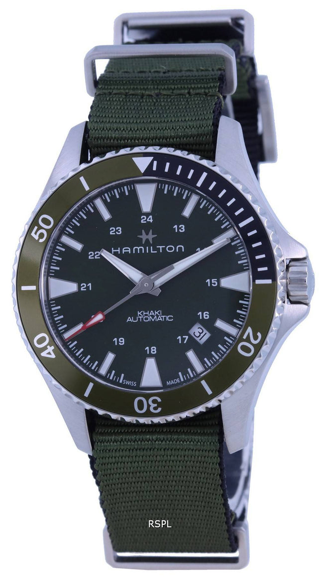 Hamilton Khaki Navy Scuba Green Dial Automatik H82375961 100M Herrenuhr