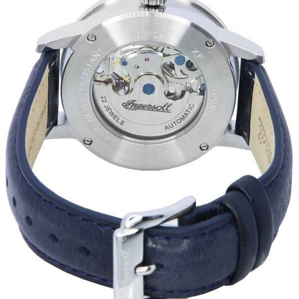 Ingersoll The Jazz Sun and Moon Phase Lederarmband Skelett Silber Zifferblatt Automatik I07702 Herrenuhr