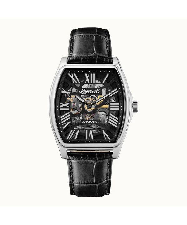 Ingersoll The California Lederarmband Skelett schwarzes Zifferblatt Automatik I14202 Herrenuhr