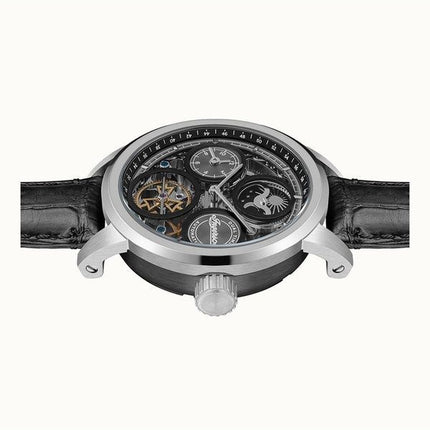 Ingersoll The Arc Mondphase Lederarmband Schwarzes Skelett-Zifferblatt Automatik I16001 Herrenuhr