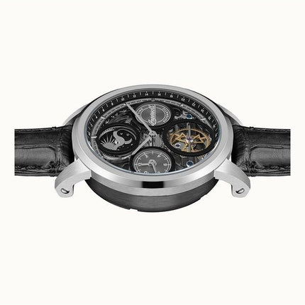 Ingersoll The Arc Mondphase Lederarmband Schwarzes Skelett-Zifferblatt Automatik I16001 Herrenuhr