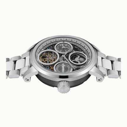 Ingersoll The Arc Mondphase Edelstahl Silber Skelett Zifferblatt Automatik I16002 Herrenuhr