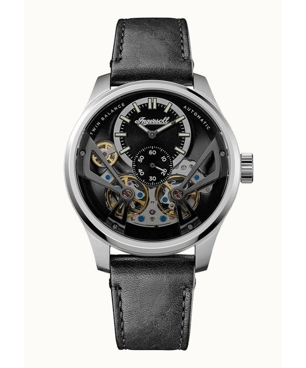 Ingersoll The Naismith Lederarmband Schwarzes Skelett-Zifferblatt Automatik I16101 Herrenuhr