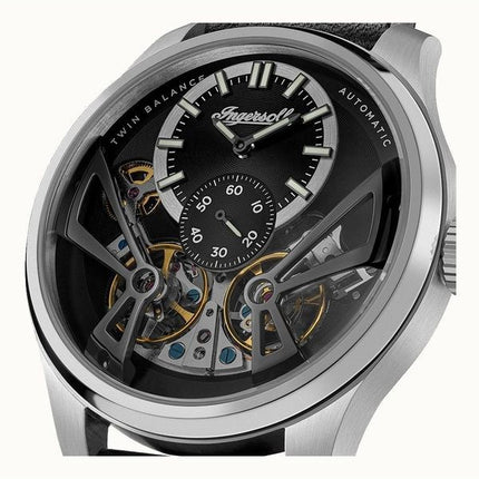 Ingersoll The Naismith Lederarmband Schwarzes Skelett-Zifferblatt Automatik I16101 Herrenuhr