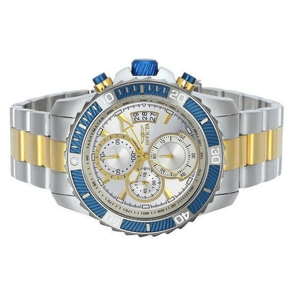 Invicta Pro Diver Chronograph, zweifarbiger Edelstahl, silbernes Zifferblatt, Quarz 23994, 100 m, Herrenuhr