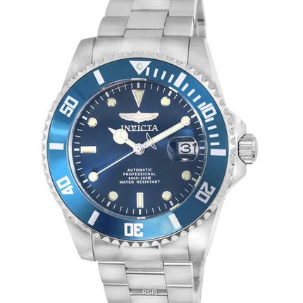 Invicta Pro Diver Edelstahl blaues Zifferblatt Automatik Taucheruhr 36972 200M Herrenuhr