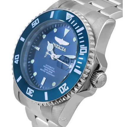 Invicta Pro Diver Edelstahl blaues Zifferblatt Automatik Taucheruhr 36972 200M Herrenuhr