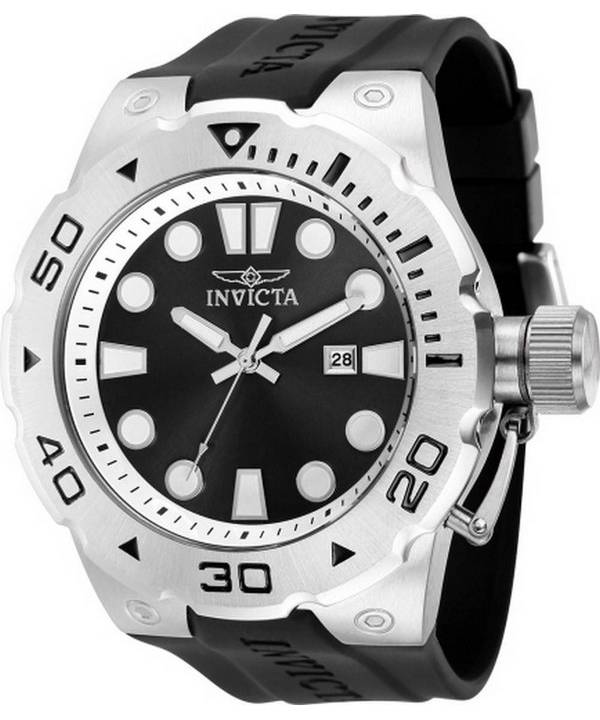 Invicta Pro Diver Silikon Schwarzes Zifferblatt Quarz 36996 100M Herrenuhr