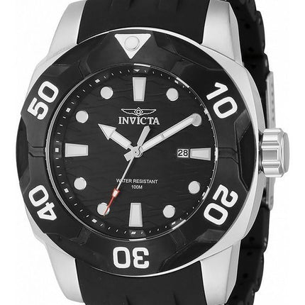 Invicta Sea Spider Edelstahl- und Polyurethanarmband schwarzes Zifferblatt Quarz 44116 100M Herrenuhr