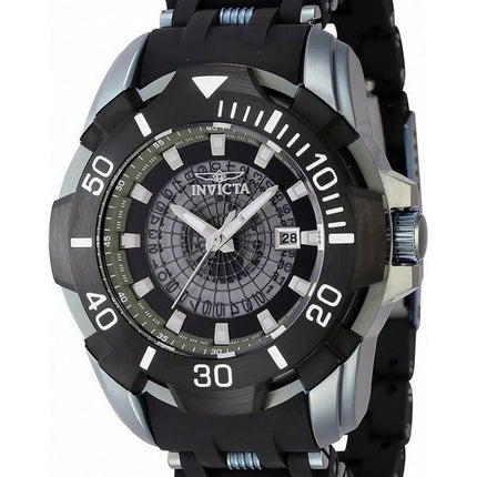 Invicta Sea Spider Edelstahl- und Polyurethanarmband transparentes schwarzes Zifferblatt 44130 100M Herrenuhr