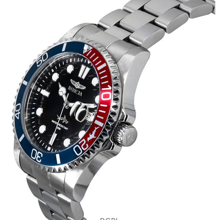 Invicta Pro Diver Edelstahl Schwarzes Zifferblatt Pepsi Lünette Quarz 44708 100M Herrenuhr