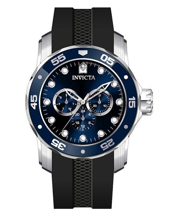 Invicta Pro Diver Scuba GMT Silikonarmband, blaues Zifferblatt, Quarz, 45722, 50 m, Herrenuhr