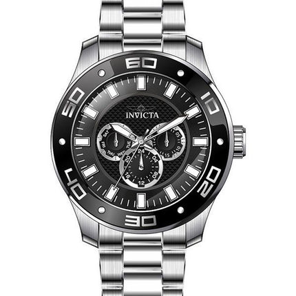 Invicta Pro Diver Scuba GMT Edelstahl schwarzes Zifferblatt Quarz 45756 100M Herrenuhr