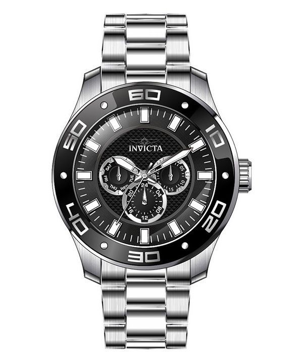 Invicta Pro Diver Scuba GMT Edelstahl schwarzes Zifferblatt Quarz 45756 100M Herrenuhr