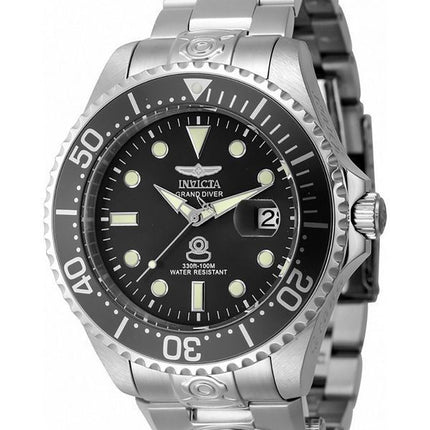 Invicta Pro Diver Dual Time Edelstahl schwarzes Zifferblatt Automatik 45812 100M Herrenuhr