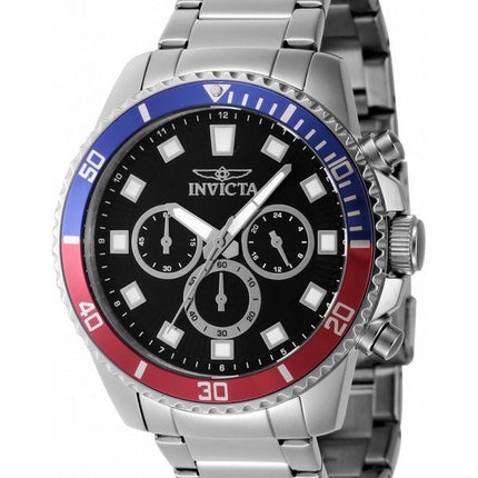 Invicta Pro Diver Chronograph Edelstahl schwarzes Zifferblatt Quarz 46053 Herrenuhr