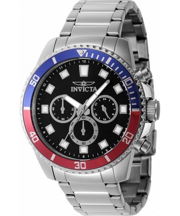 Invicta Pro Diver Chronograph Edelstahl schwarzes Zifferblatt Quarz 46053 Herrenuhr