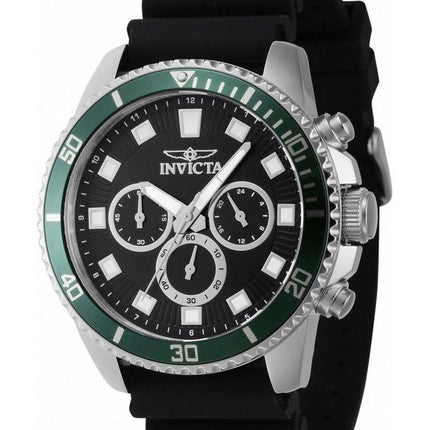 Invicta Pro Diver Chronograph, Silikonarmband, schwarzes Zifferblatt, Quarz 46086, Herrenuhr