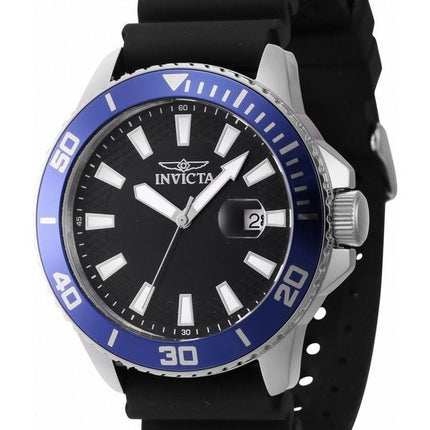 Invicta Pro Diver Silikonarmband, schwarzes Zifferblatt, Quarz 46089 Herrenuhr