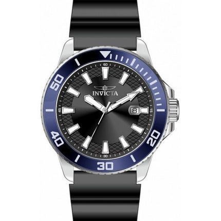 Invicta Pro Diver Silikonarmband, schwarzes Zifferblatt, Quarz 46089 Herrenuhr