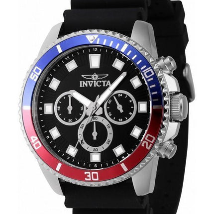 Invicta Pro Diver Chronograph Silikonarmband, schwarzes Zifferblatt, Quarz 46119 Herrenuhr