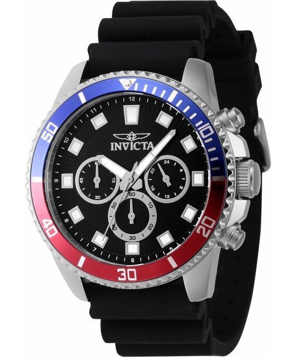 Invicta Pro Diver Chronograph Silikonarmband, schwarzes Zifferblatt, Quarz 46119 Herrenuhr