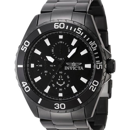 Invicta Ocean Voyage Chronograph Edelstahl schwarzes Zifferblatt Quarz 46284 Herrenuhr